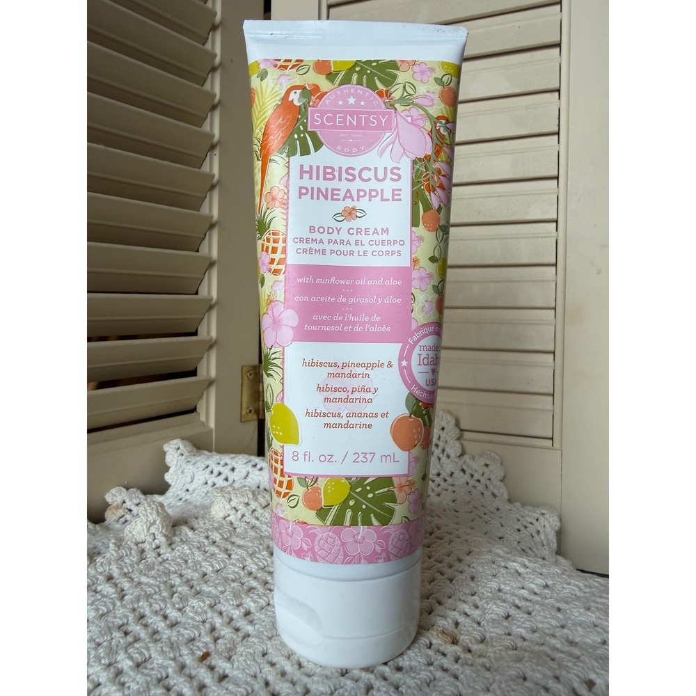 Scentsy Hibiscus Pineapple Body Cream 8 fl oz Moisturizer Aloe Sunflower Oil
